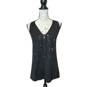 Context Elegant Knit Black Sequin Tank Top Size Small NWT